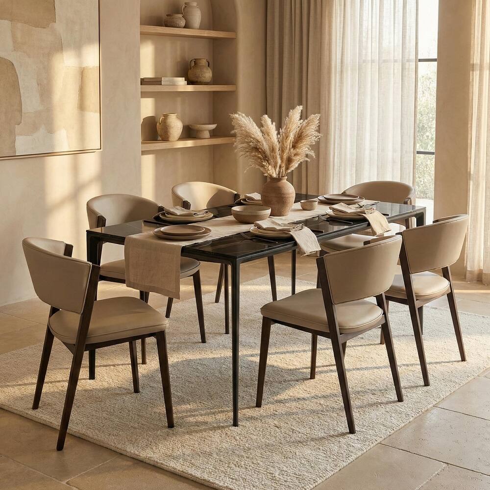 Aspen Dining Chairs in Leather with Graphite Metal Legs