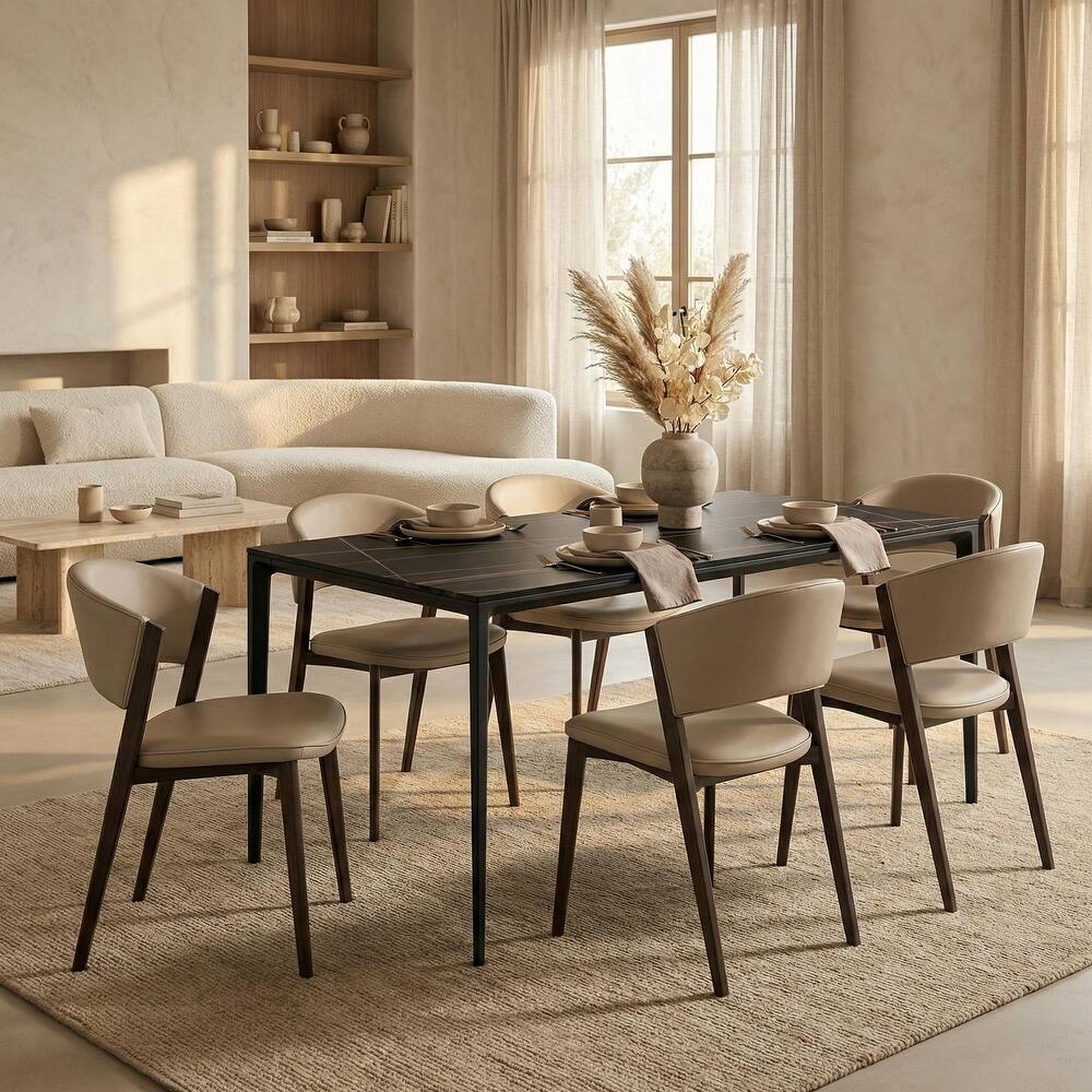Aspen Dining Chairs in Leather with Graphite Metal Legs