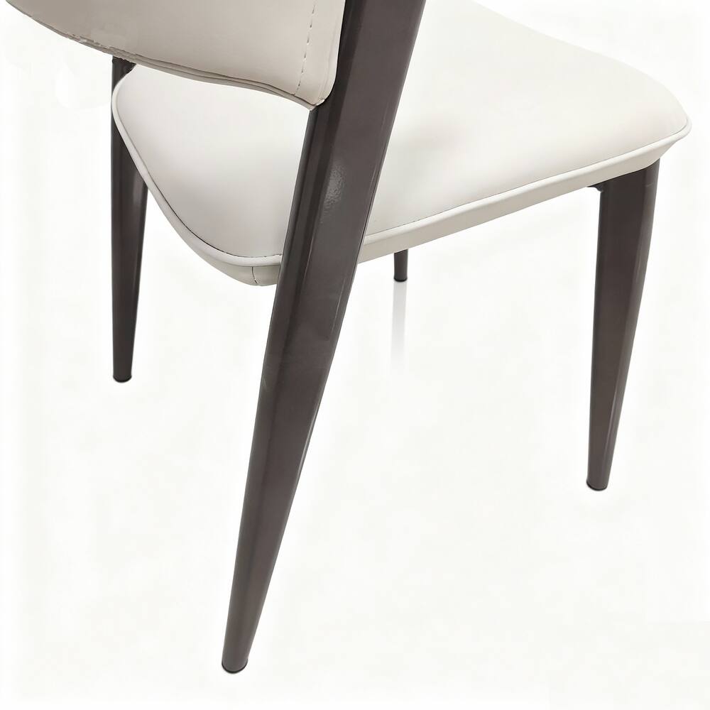 Aspen Dining Chairs in Leather with Graphite Metal Legs