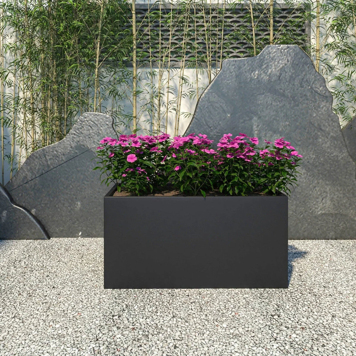 Bloom Mid-Century Modern Rectangular Fiberstone and MGO Clay Planter for Indoor and Outdoor - Elax Furniture