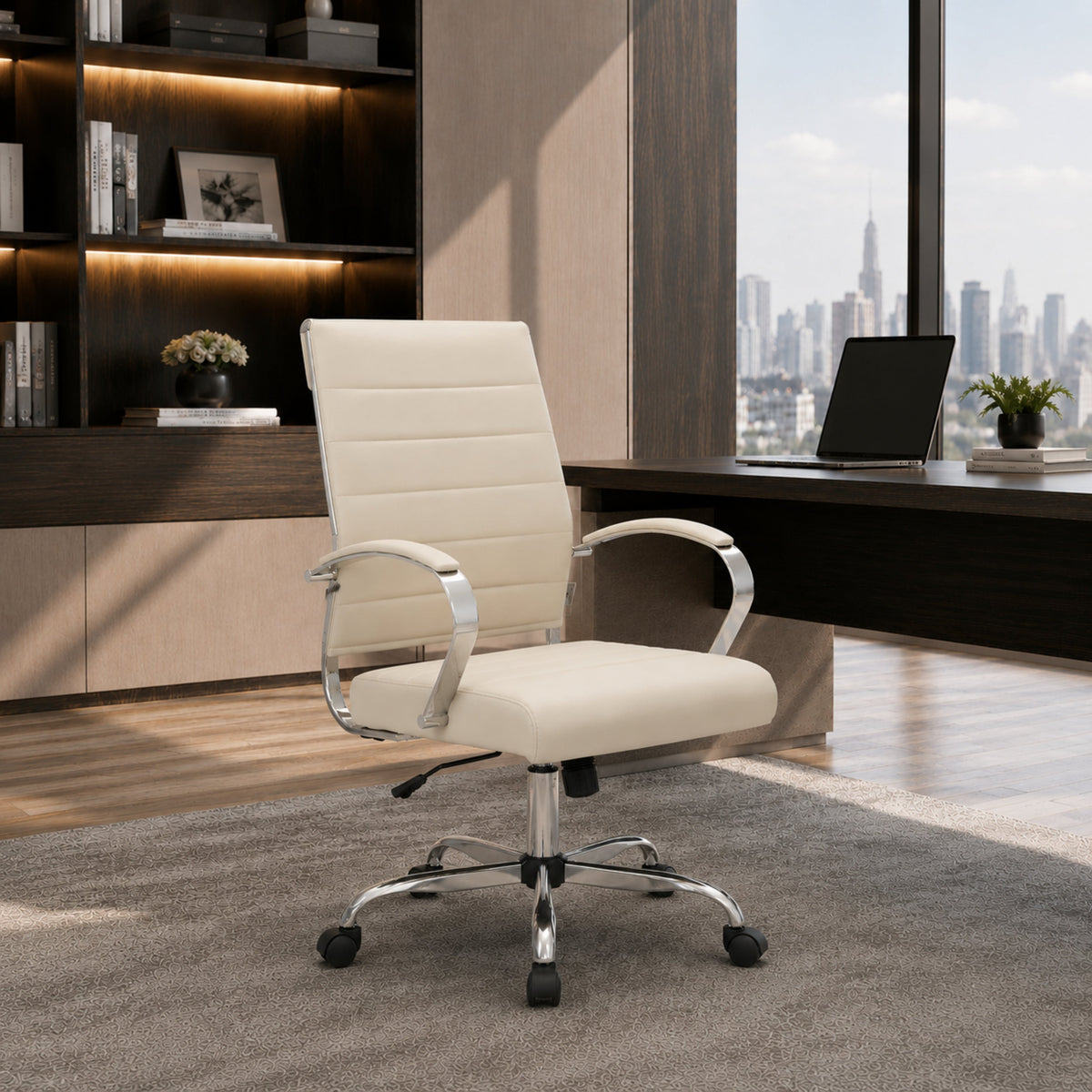 Benmar Mid-Back Leather Office Conference Chair Adjustable Height, Swivel, and Tilt
