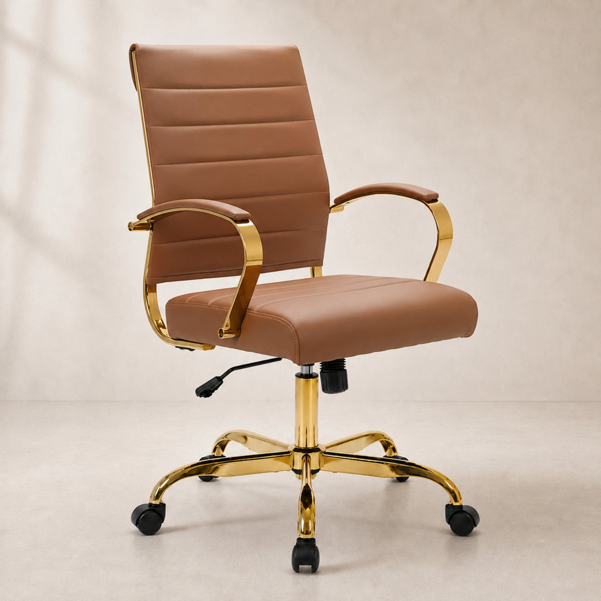 Benmar Mid-Back Leather Office Conference Chair Adjustable Height, Swivel, and Tilt