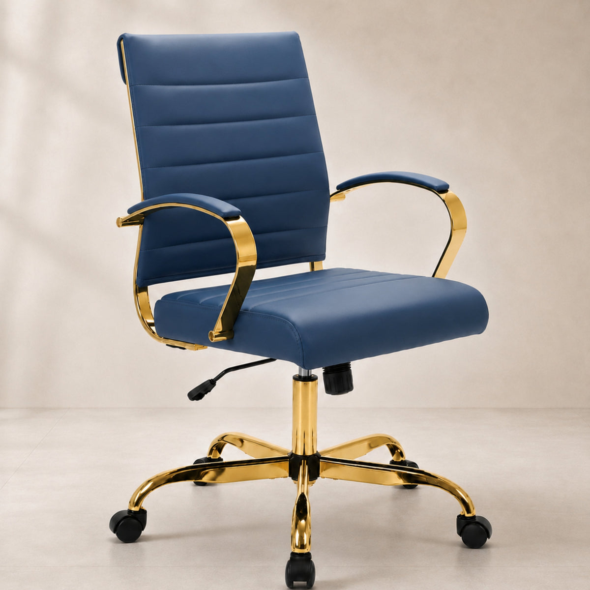 Benmar Mid-Back Leather Office Conference Chair Adjustable Height, Swivel, and Tilt