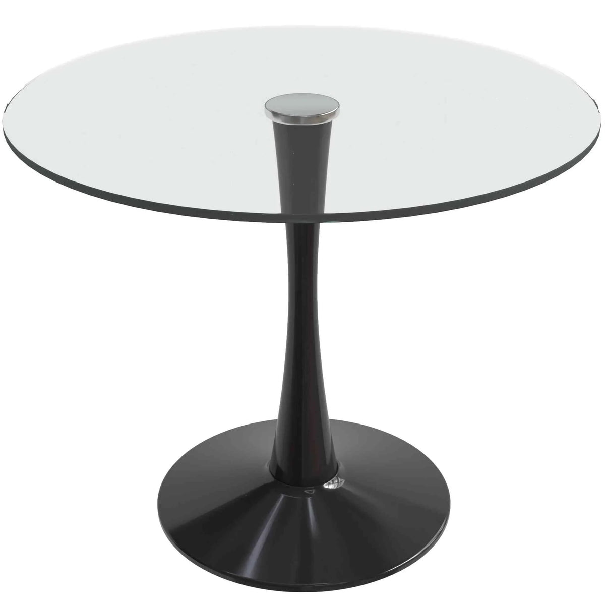 Bristol Round Dining Table with Glass Top and Iron Pedestal Base - Elax Furniture