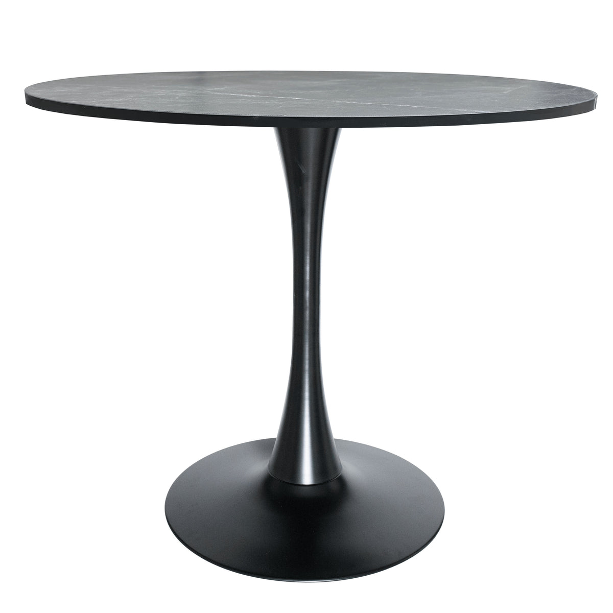 Bristol Modern Round Dining Table with 36" MDF Tabletop and Black Iron Pedestal Base