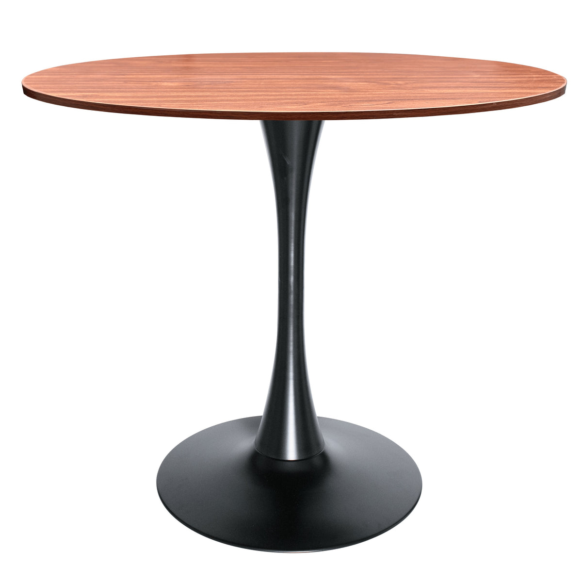 Bristol Modern Round Dining Table with 36" MDF Tabletop and Black Iron Pedestal Base