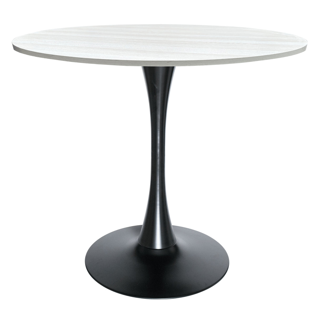 Bristol Modern Round Dining Table with 36" MDF Tabletop and Black Iron Pedestal Base