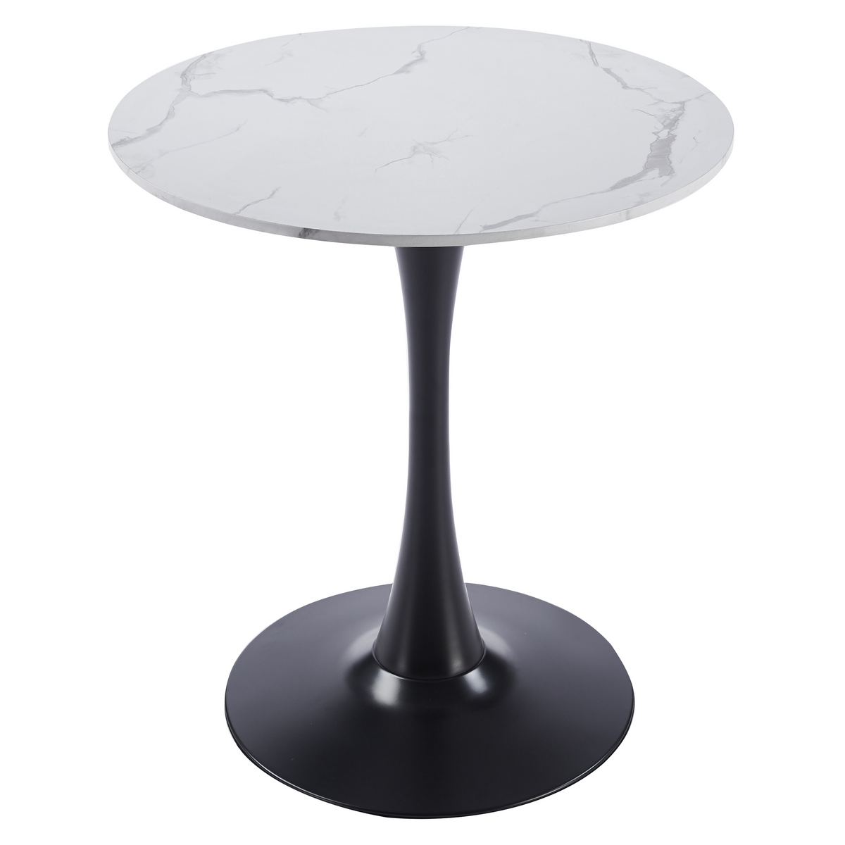 Bristol Round Dining Table with MDF/Sintered Stone/Glass and Bevel Design Tabletop in Black Steel Base