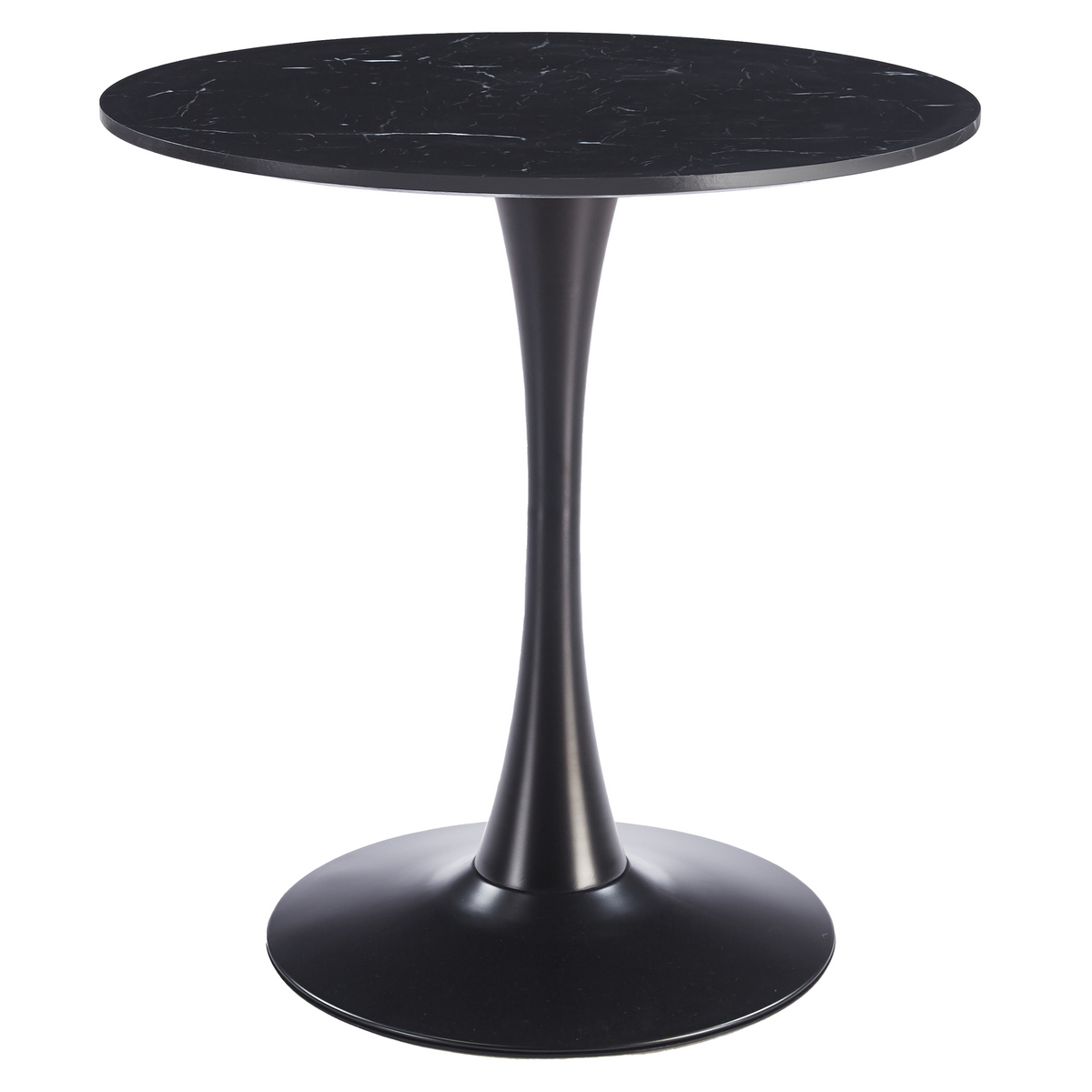 Bristol Round Dining Table with MDF/Sintered Stone/Glass and Bevel Design Tabletop in Black Steel Base