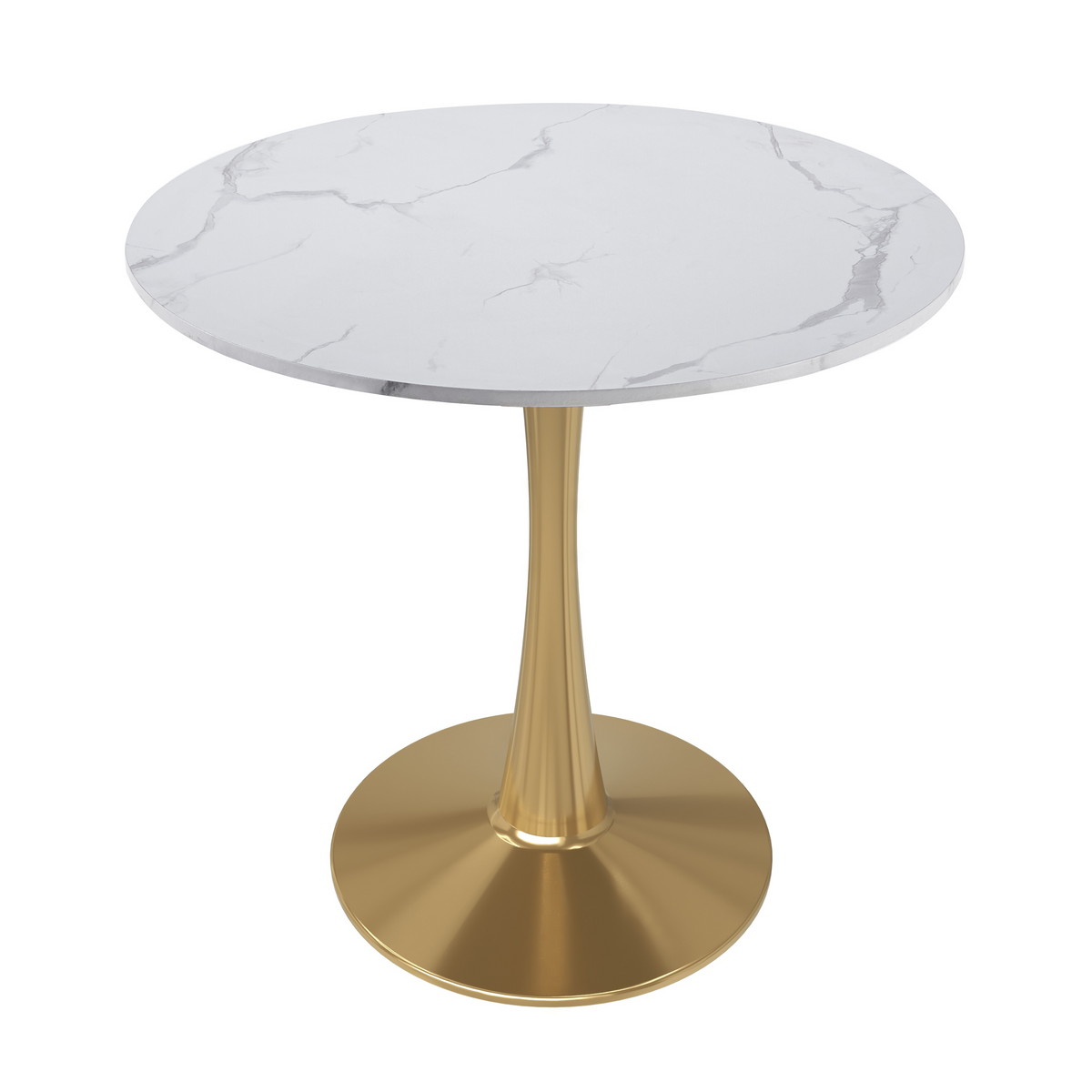 Bristol Round Dining Table with MDF/Sintered Stone/Glass Tabletop in Gold Steel