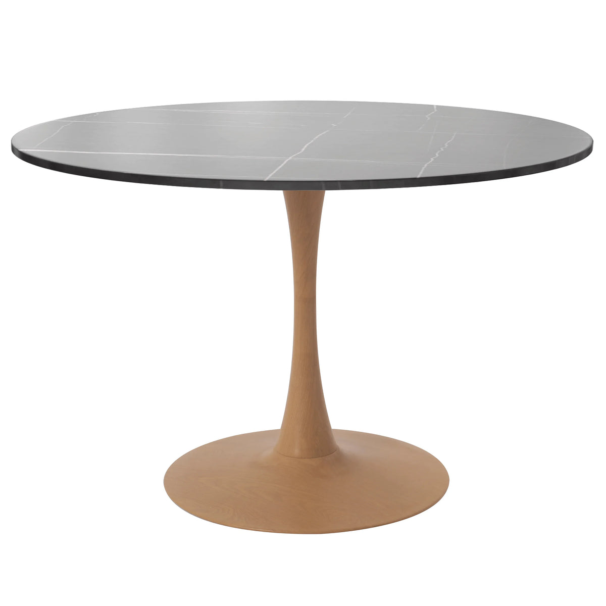 Bristol 27"/31"/35"/40" Round Dining Table Wood Transfer Cherry/Natural/Walnut Base with Sintered Stone Table Top - Elax Furniture