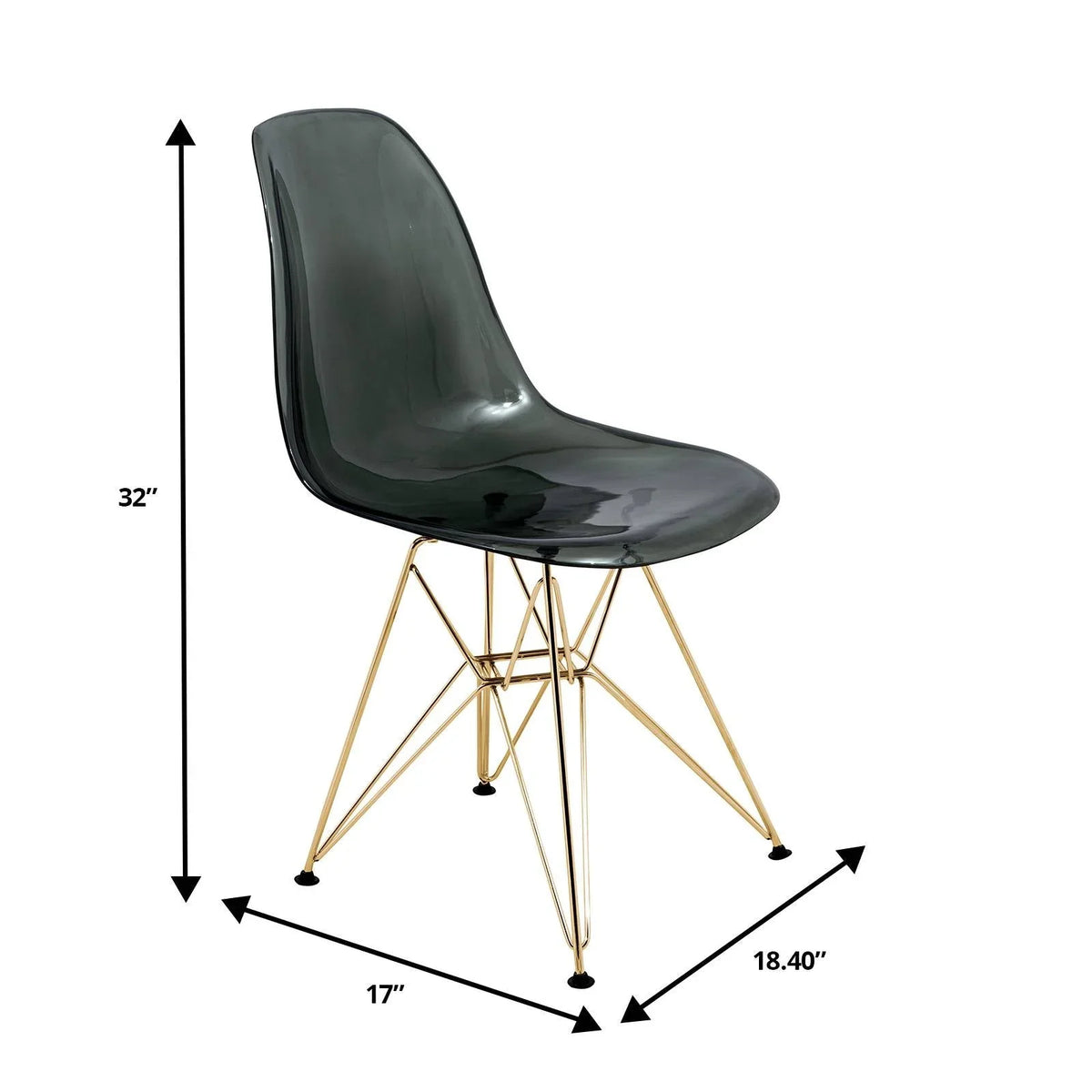 Bristol 5-Piece Dining Set with 35" Round Dining Table and 4 ABS Plastic Chairs with Gold Base - Elax Furniture