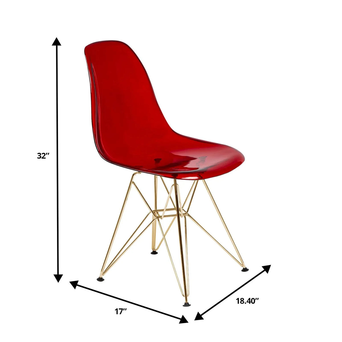 Bristol 5-Piece Dining Set with 35" Round Dining Table and 4 ABS Plastic Chairs with Gold Base - Elax Furniture