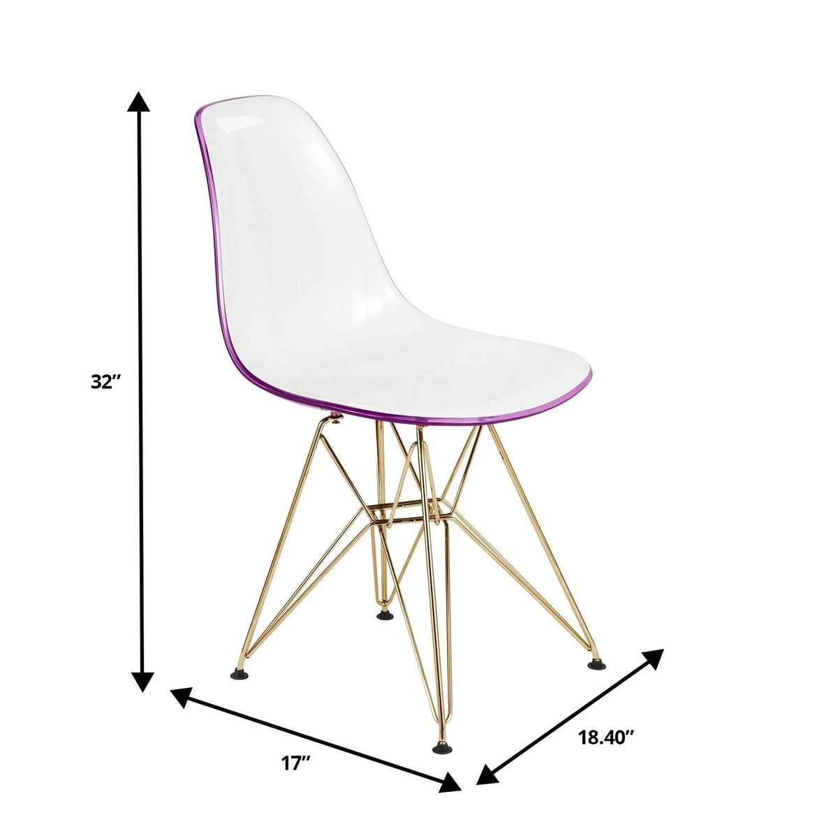 Bristol 5-Piece Dining Set with 35" Round Dining Table and 4 ABS Plastic Chairs with Gold Base - Elax Furniture
