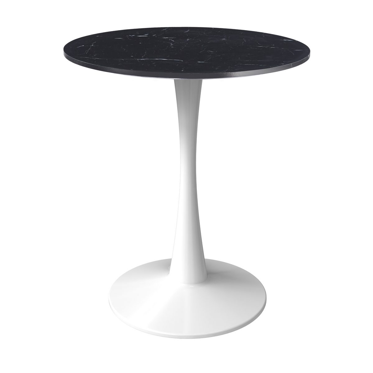 Bristol Round Dining Table with MDF/Sintered Stone/Glass Wood Tabletop in White Steel