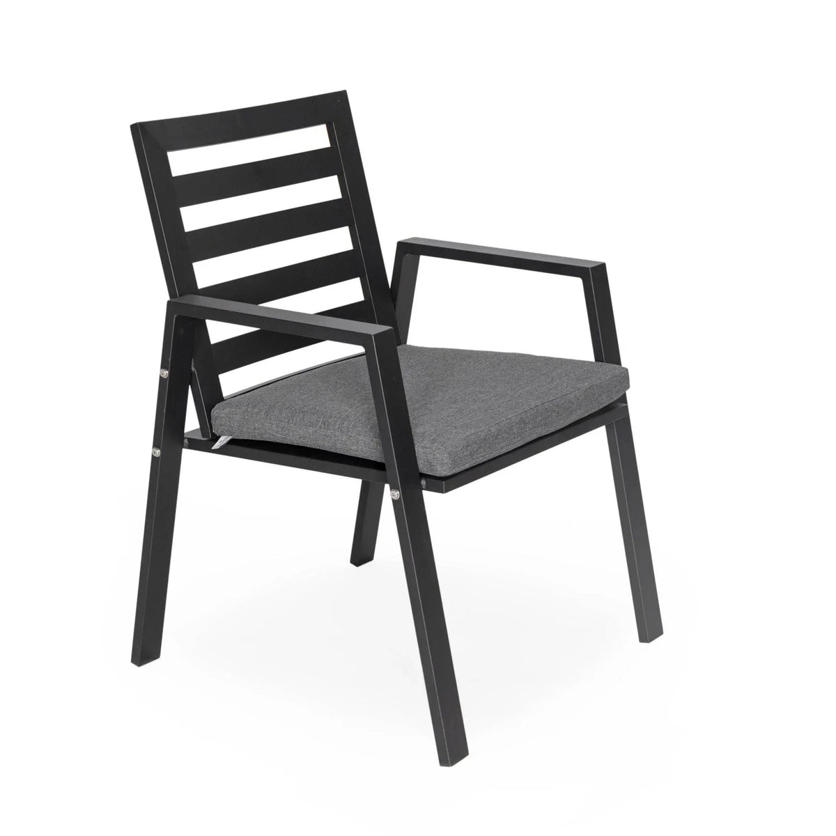Chelsea 7-Piece Modern Outdoor Dining Set in Black Aluminum with Removable Cushions - Elax Furniture