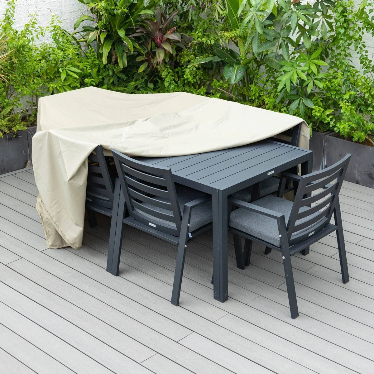 Mid-Century Modern Chelsea Rectangular Outdoor Furniture Rain Cover for 63" and 87" Patio Dining Set - Elax Furniture