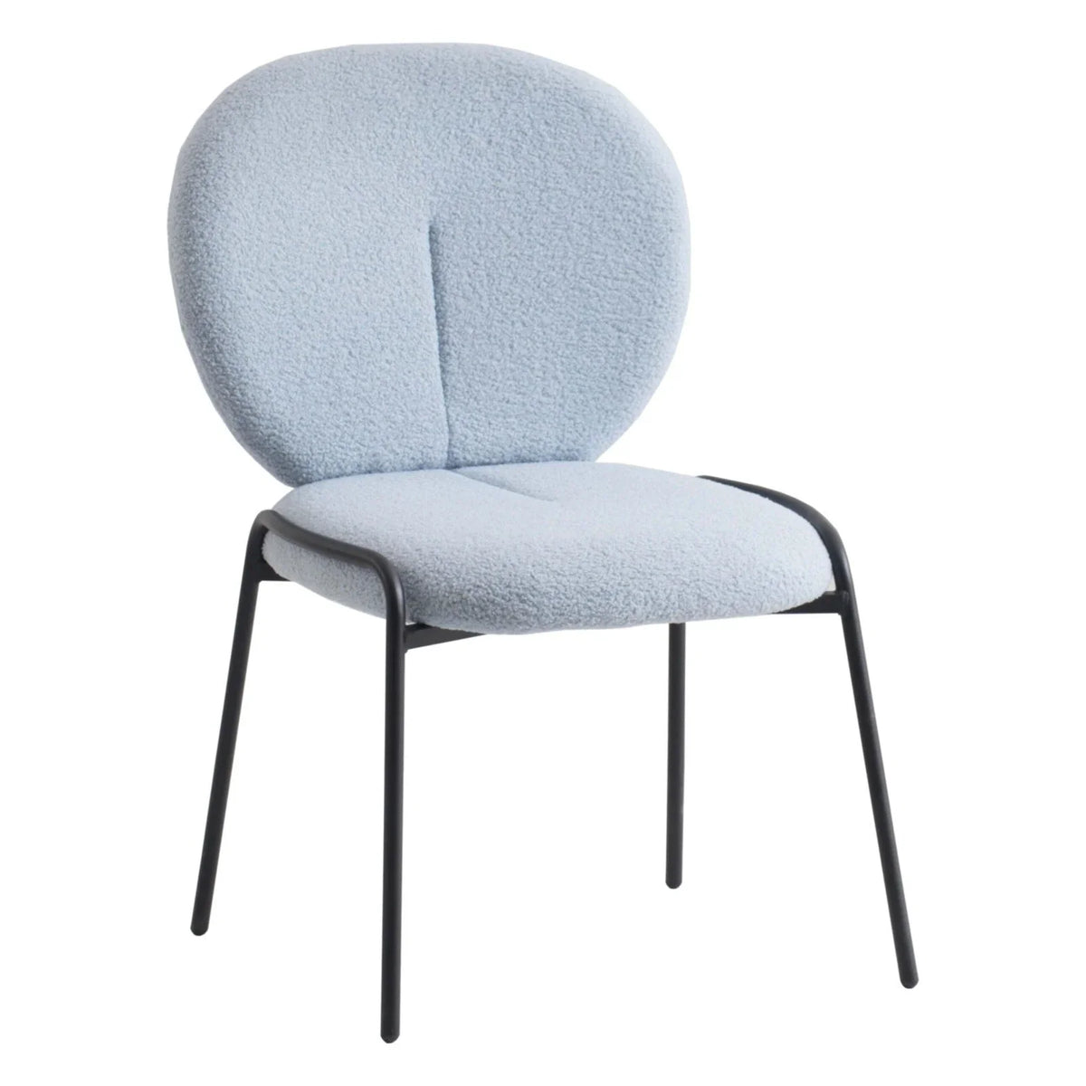 Celestial Modern Boucle Dining Side Chair with Black/White Powder Coated Iron Frame - Elax Furniture