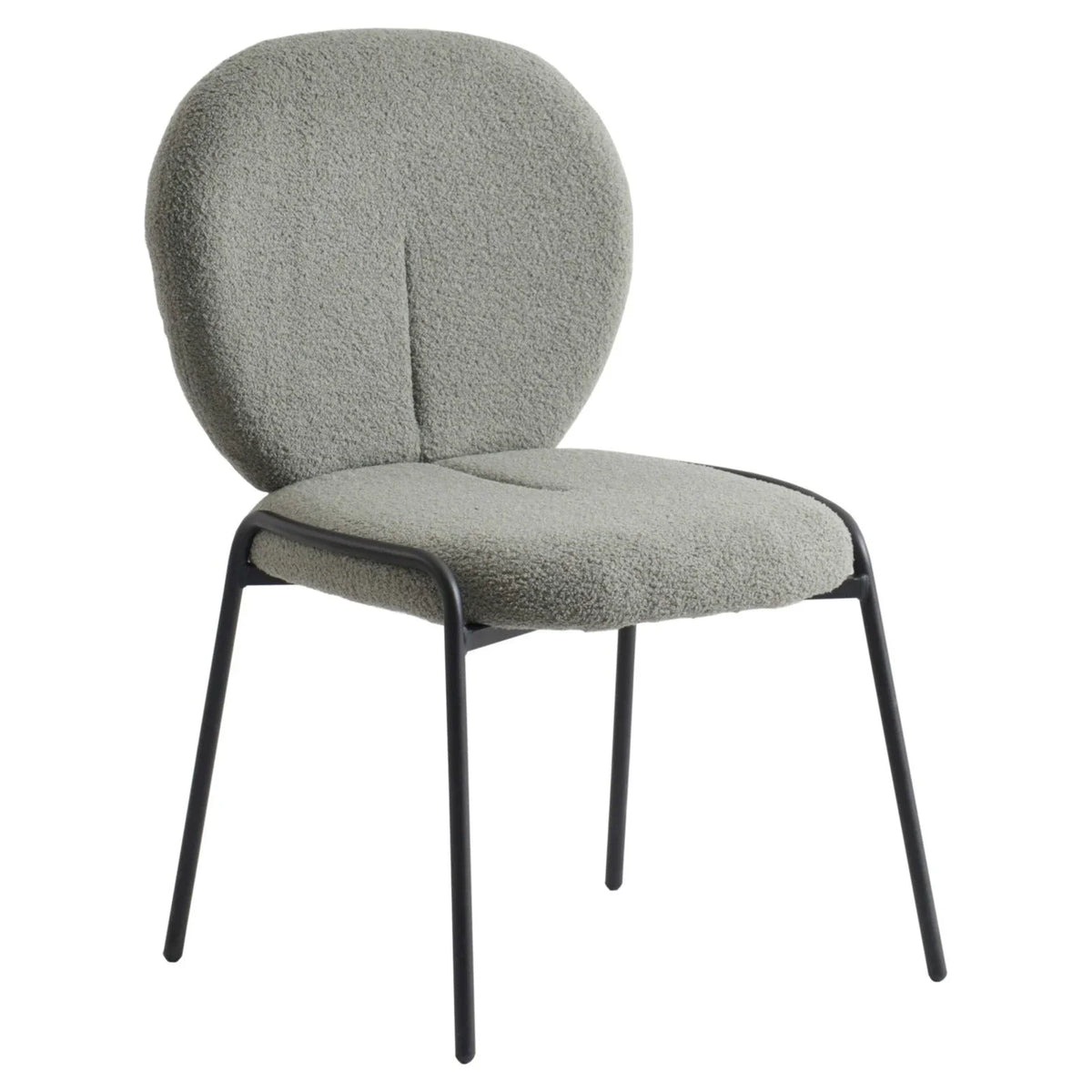Celestial Modern Boucle Dining Side Chair with Black/White Powder Coated Iron Frame - Elax Furniture