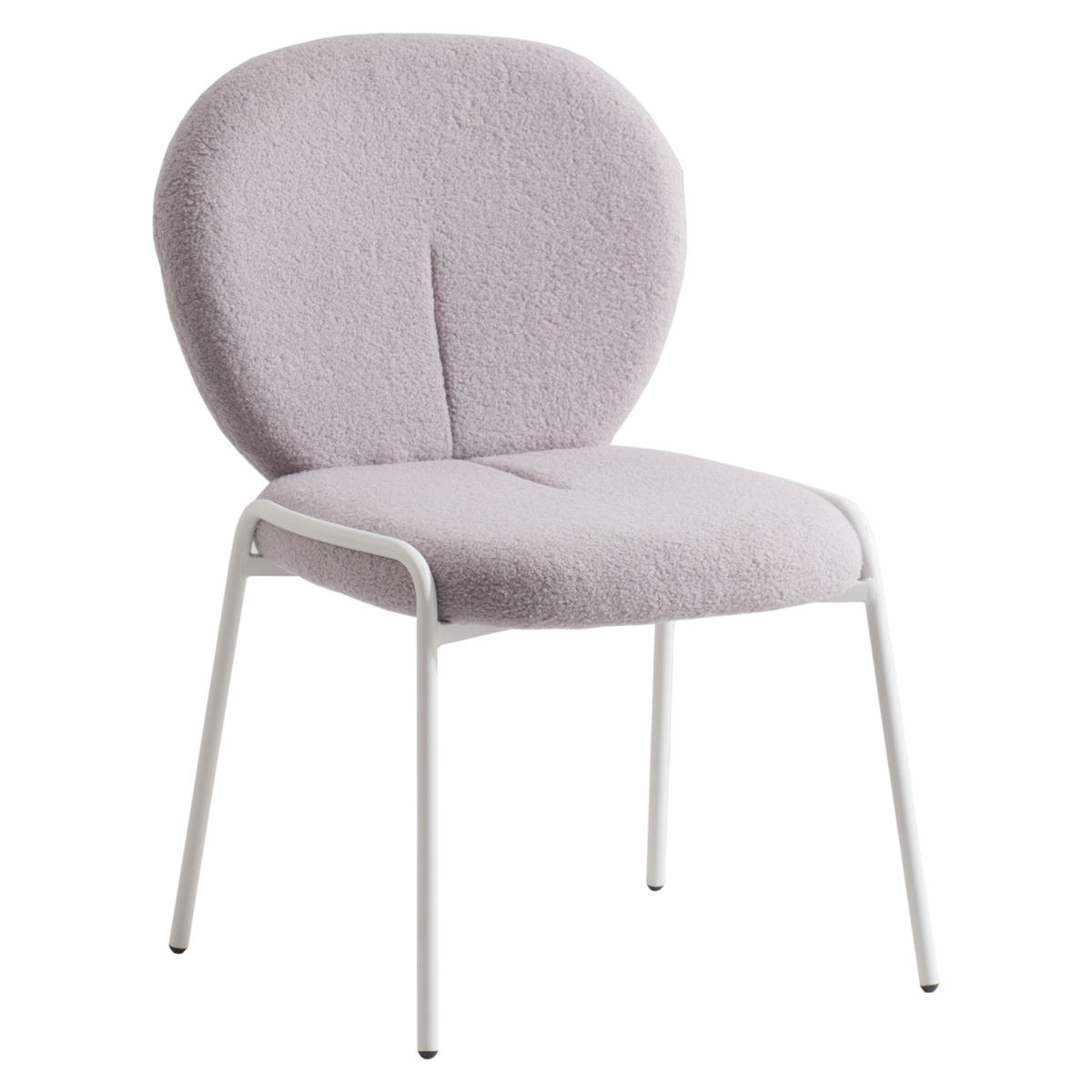 Celestial Modern Boucle Dining Side Chair with Black/White Powder Coated Iron Frame White Armless Grey Dining Chair Leisuremod