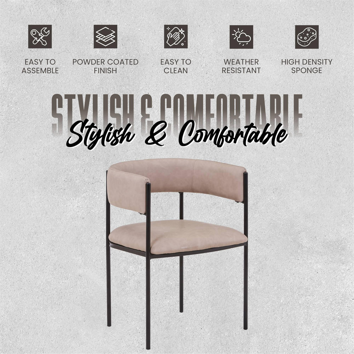 Cyril Dining Chair in Leather or Velvet with Open Back Design and Powder-Coated Iron Frame - Elax Furniture