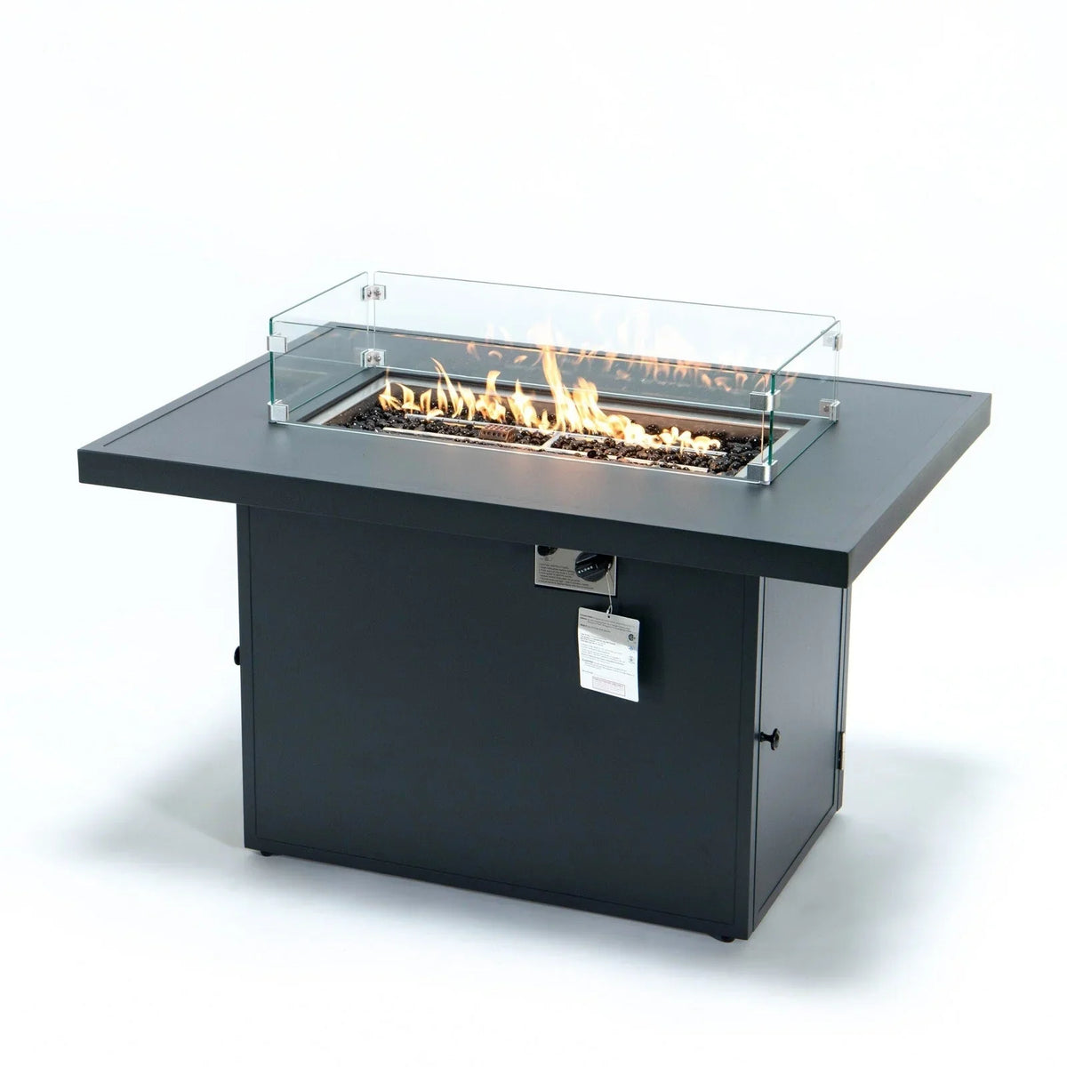 Chelsea Patio Modern Black Aluminum Propane Fire Pit Table - Elax Furniture