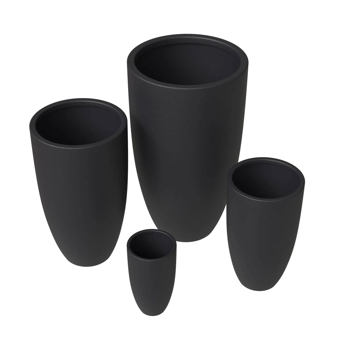 Crete Modern 4-Piece Tapered Round Planter Pot Set in Fiberstone and Clay Weather Resistant Design - Elax Furniture