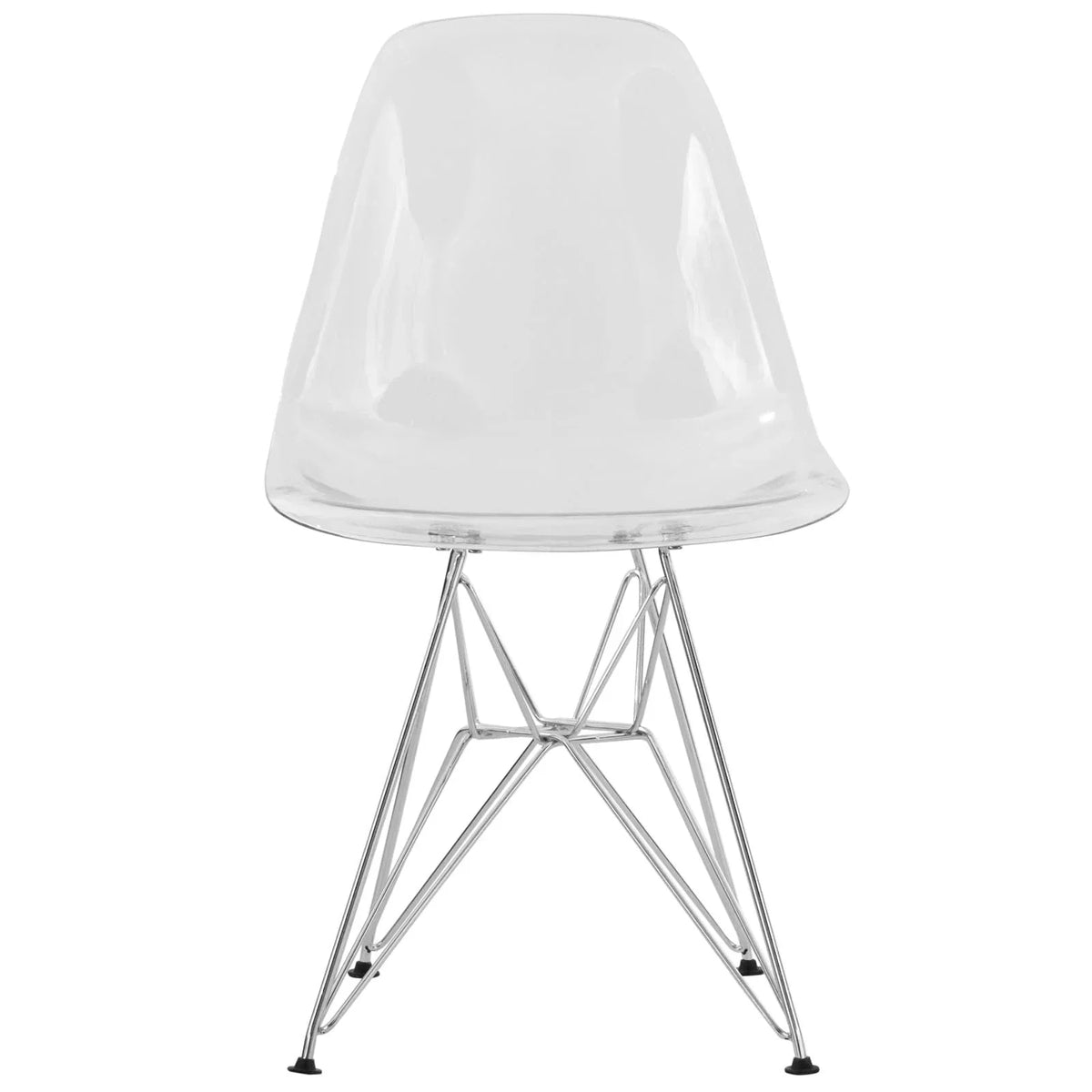 Cresco Modern Dining Side Chair in Curved Back Design with Multiple Base Options: Wood, Acrylic, Chrome & Gold Eiffel Design - Elax Furniture