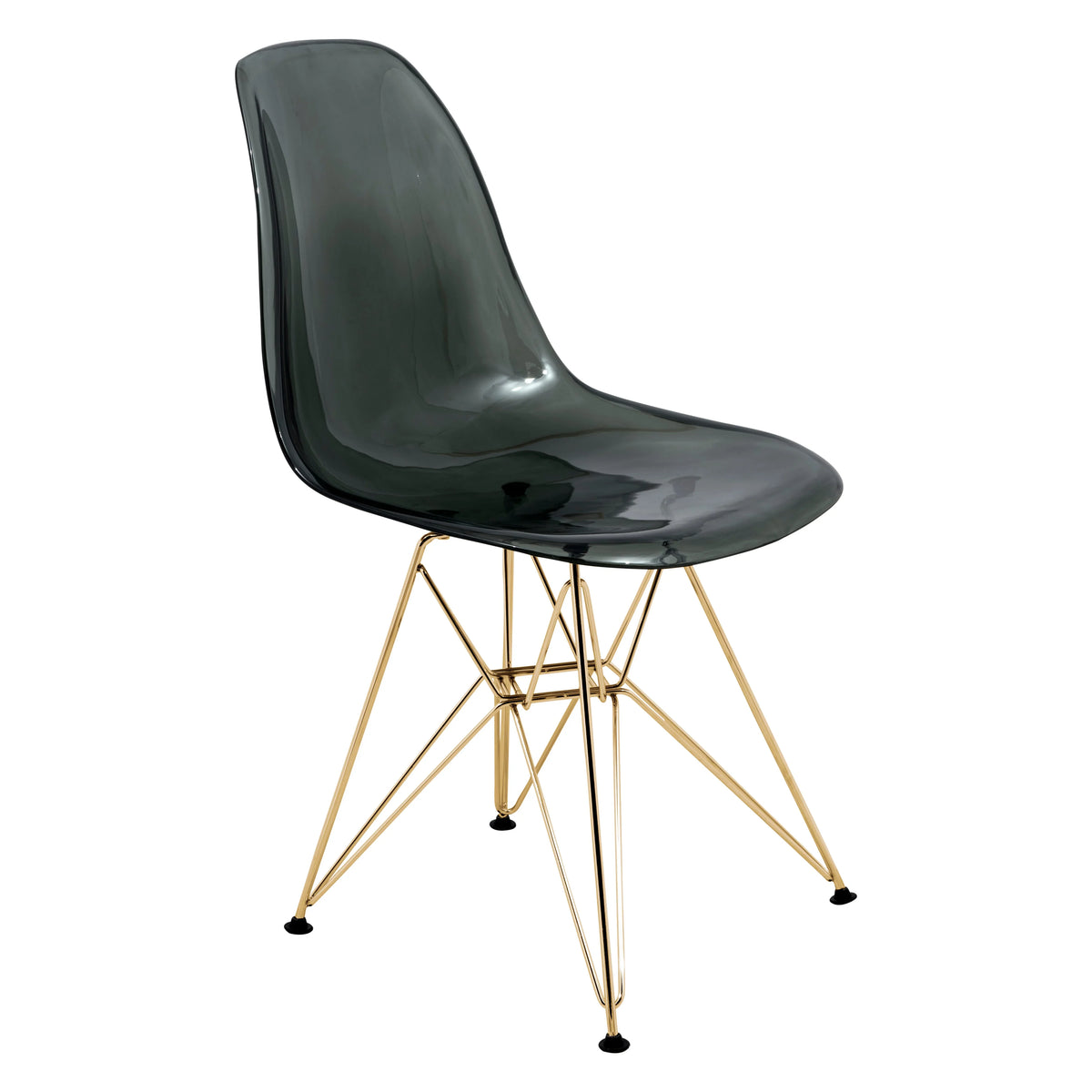 Cresco Modern Dining Side Chair in Curved Back Design with Multiple Base Options: Wood, Acrylic, Chrome & Gold Eiffel Design - Elax Furniture