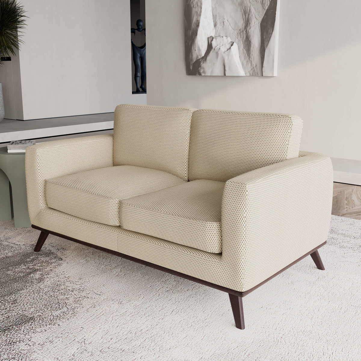 Birch Wood Base Leather/Mesh Loveseat - Chester Collection - Elax Furniture