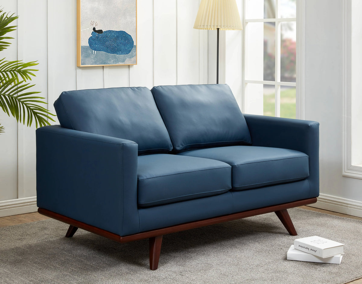 Birch Wood Base Leather/Mesh Loveseat - Chester Collection - Elax Furniture