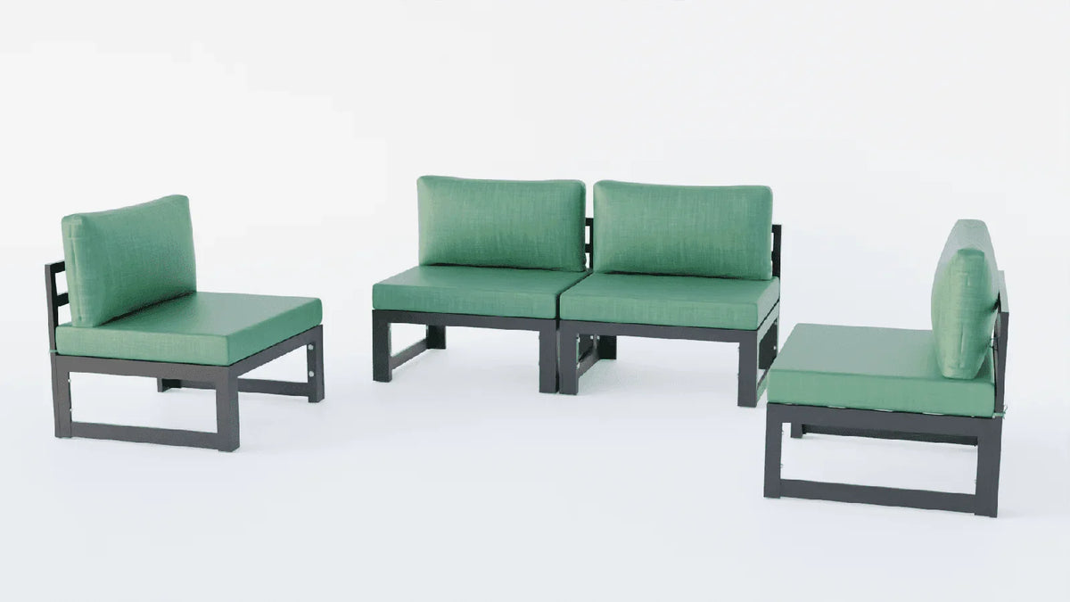 Chelsea 4-Piece Middle Patio Chairs Black Aluminum With Cushions - Elax Furniture