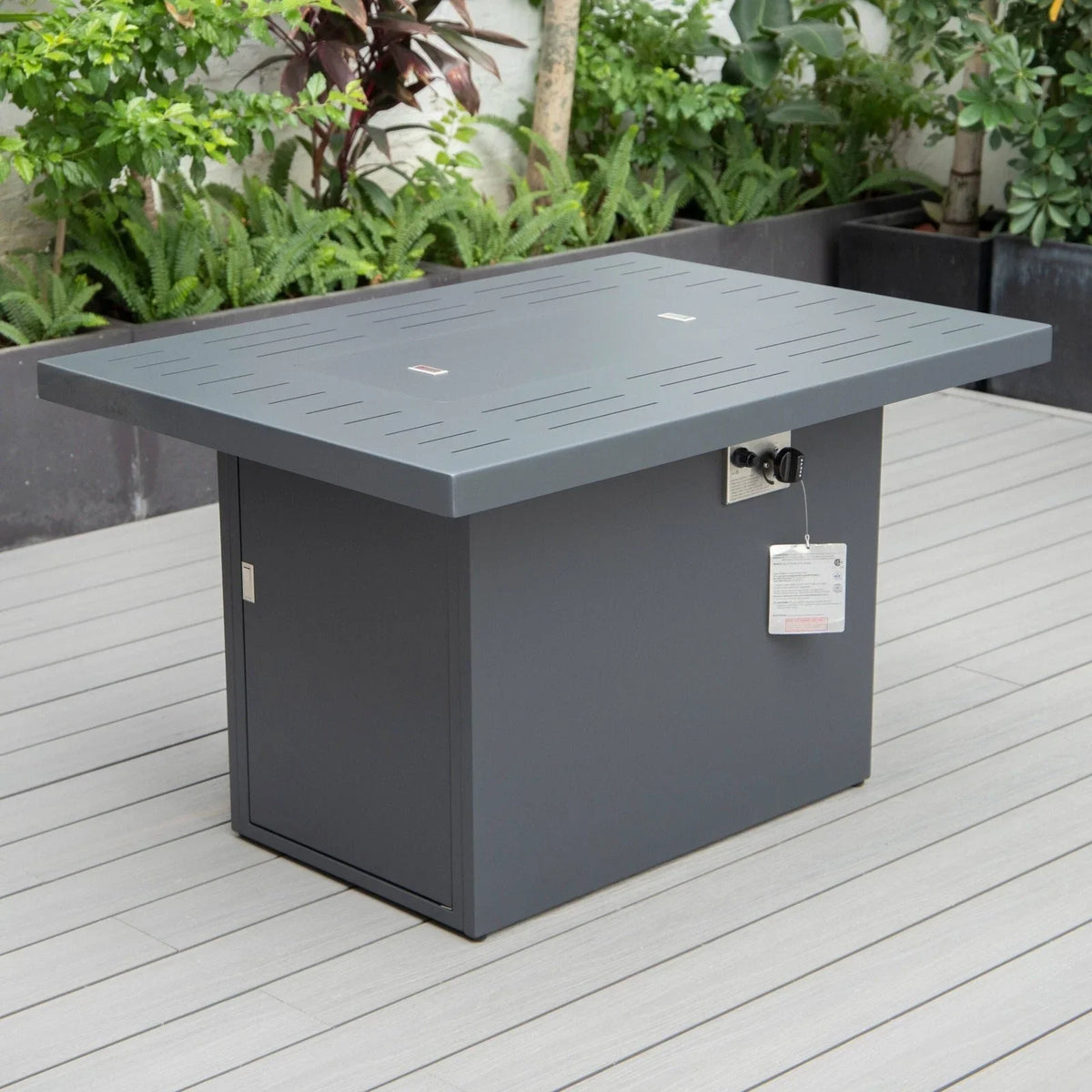 Chelsea 7-Piece Patio Sectional Set in Black Aluminum with Fire Pit Table - Elax Furniture
