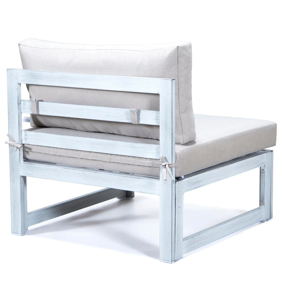 Chelsea 7-Piece Patio Sectional And Fire Pit Table In Weathered Grey Aluminum With Cushions - Elax Furniture