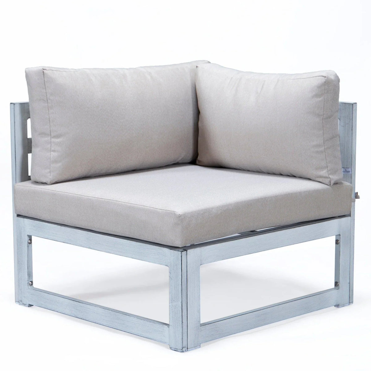 Chelsea 7-Piece Patio Sectional And Fire Pit Table In Weathered Grey Aluminum With Cushions - Elax Furniture