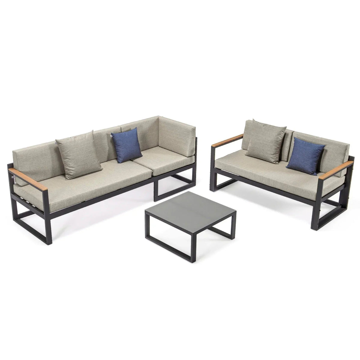 Chelsea Black Sectional With Adjustable Headrest & Coffee Table With Two Tone Cushions - Elax Furniture