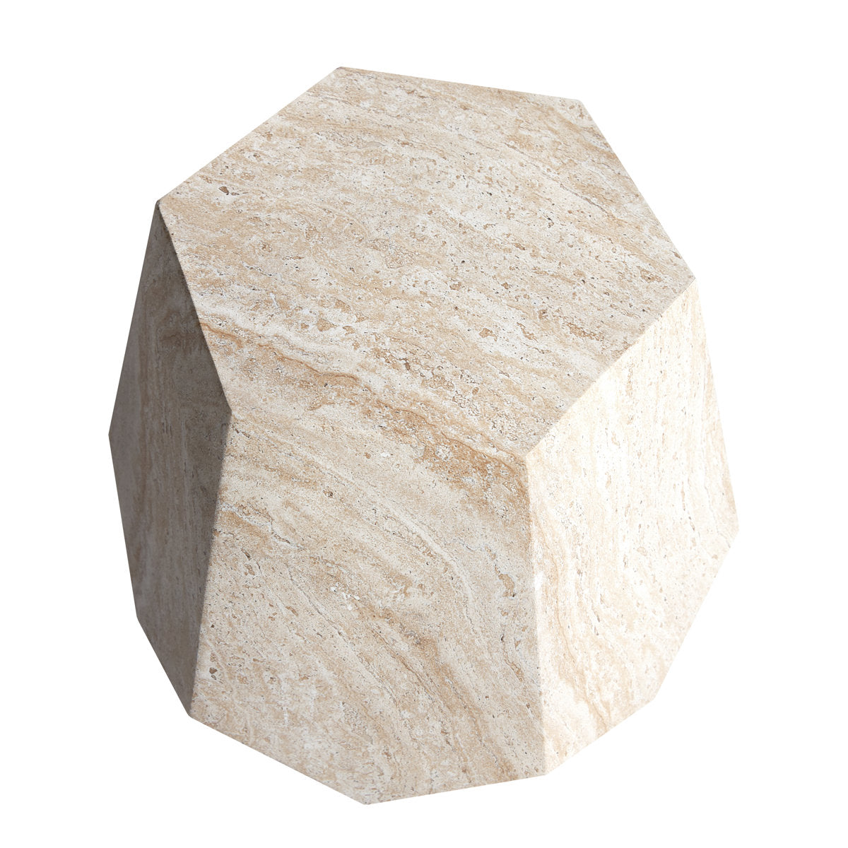 Capri Fiberstone Side/End Table Hexagonal Sculpture Design