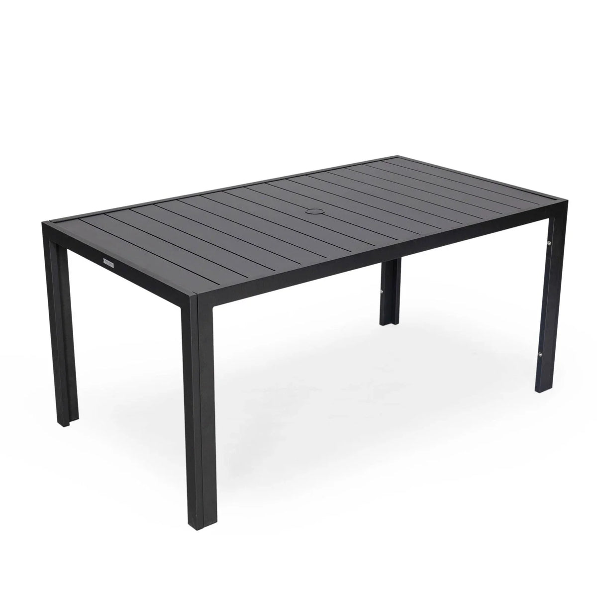 Chelsea 7-Piece Modern Outdoor Dining Set in Black Aluminum with Removable Cushions - Elax Furniture