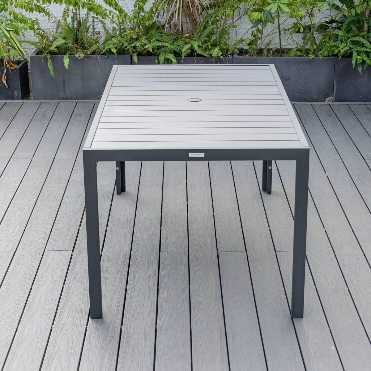 Chelsea 7-Piece Modern Outdoor Dining Set in Black Aluminum with Removable Cushions - Elax Furniture