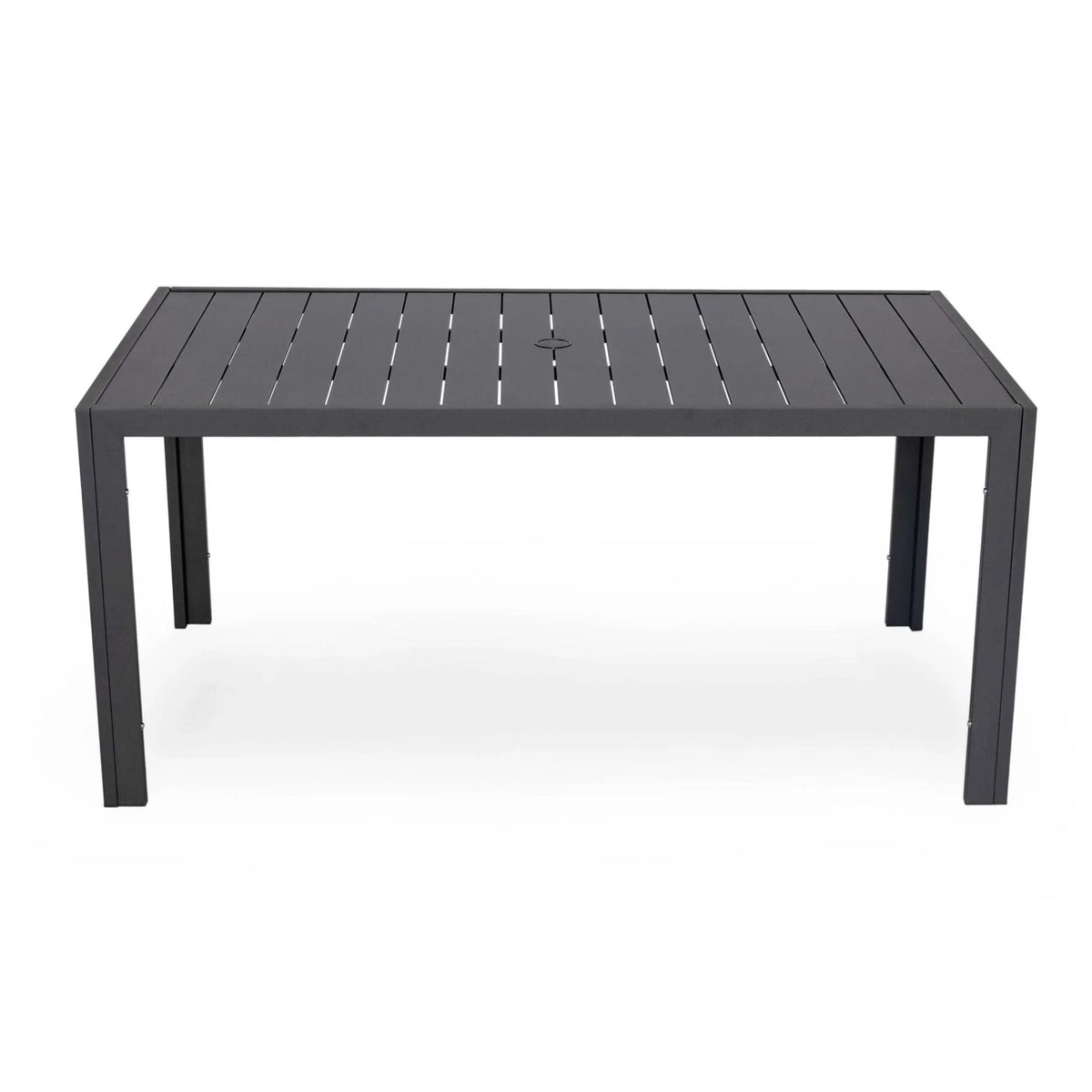 Chelsea 7-Piece Modern Outdoor Dining Set in Black Aluminum with Removable Cushions - Elax Furniture