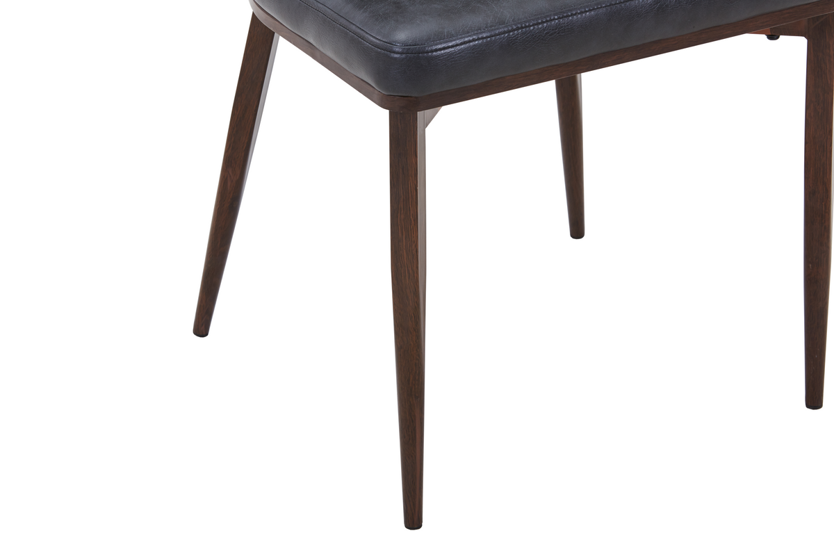 Dilenny Leather Dining Chair with Brown Finish Steel Legs
