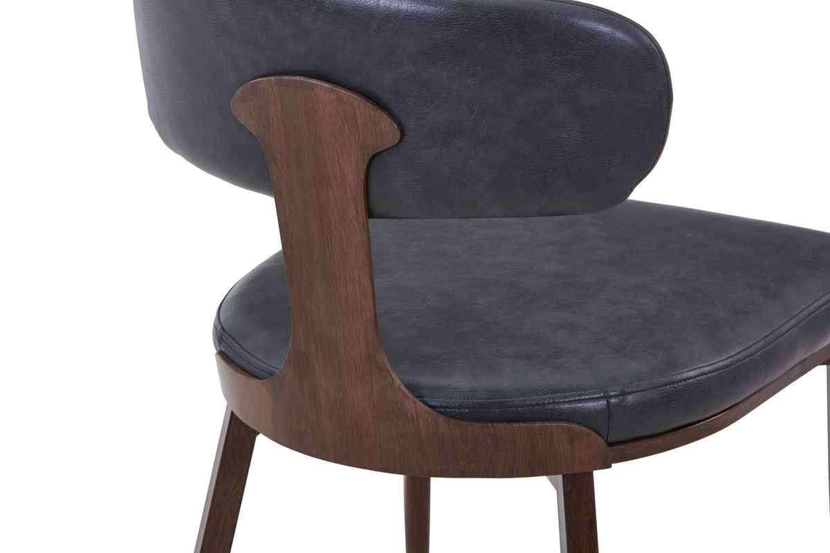 Dilenny Leather Dining Chair with Brown Finish Steel Legs