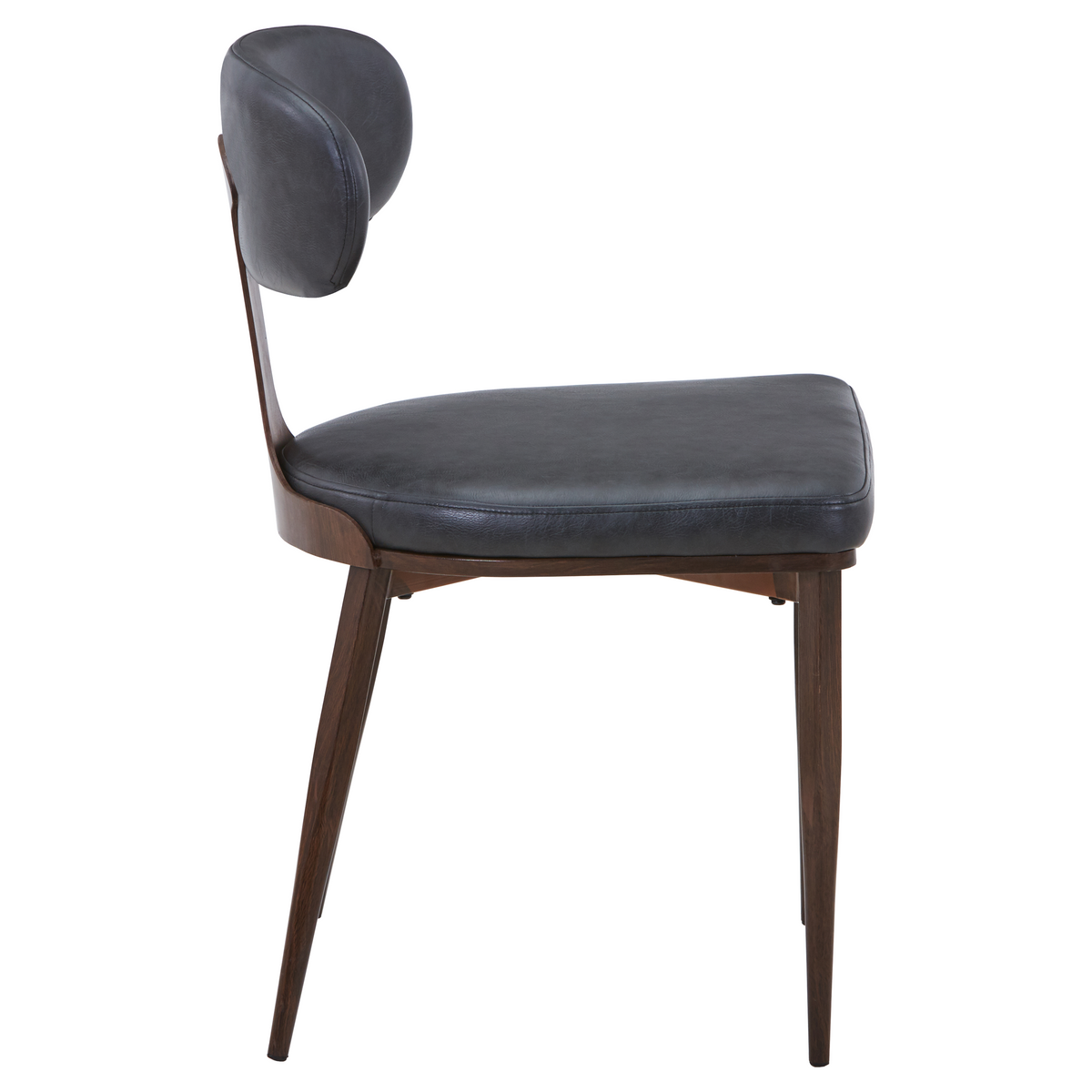 Dilenny Leather Dining Chair with Brown Finish Steel Legs