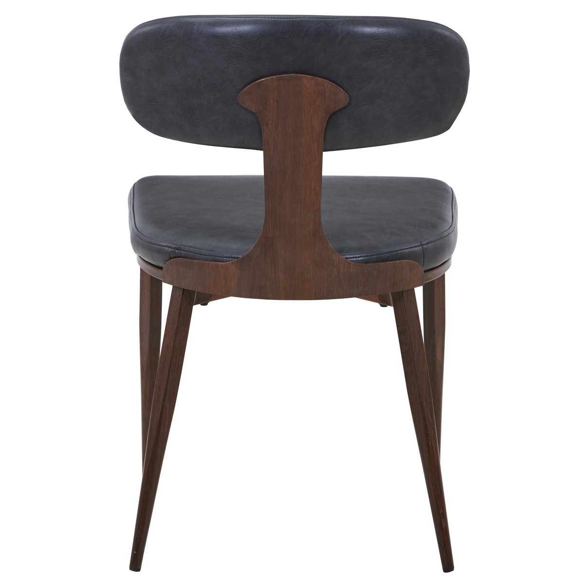 Dilenny Leather Dining Chair with Brown Finish Steel Legs