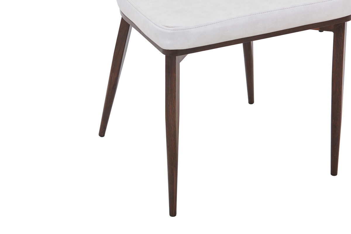 Dilenny Leather Dining Chair with Brown Finish Steel Legs