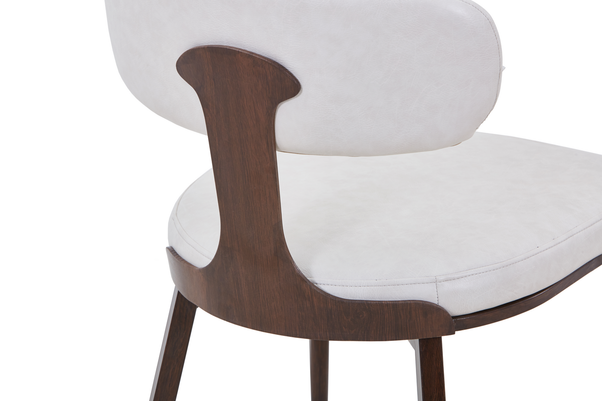 Dilenny Leather Dining Chair with Brown Finish Steel Legs