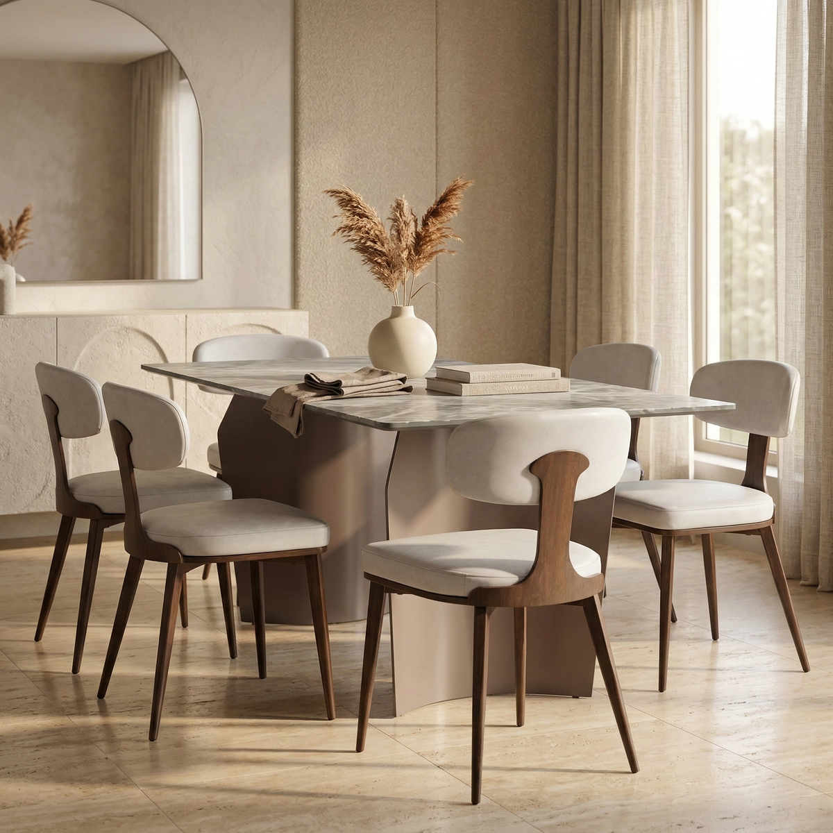Dilenny Leather Dining Chair with Brown Finish Steel Legs