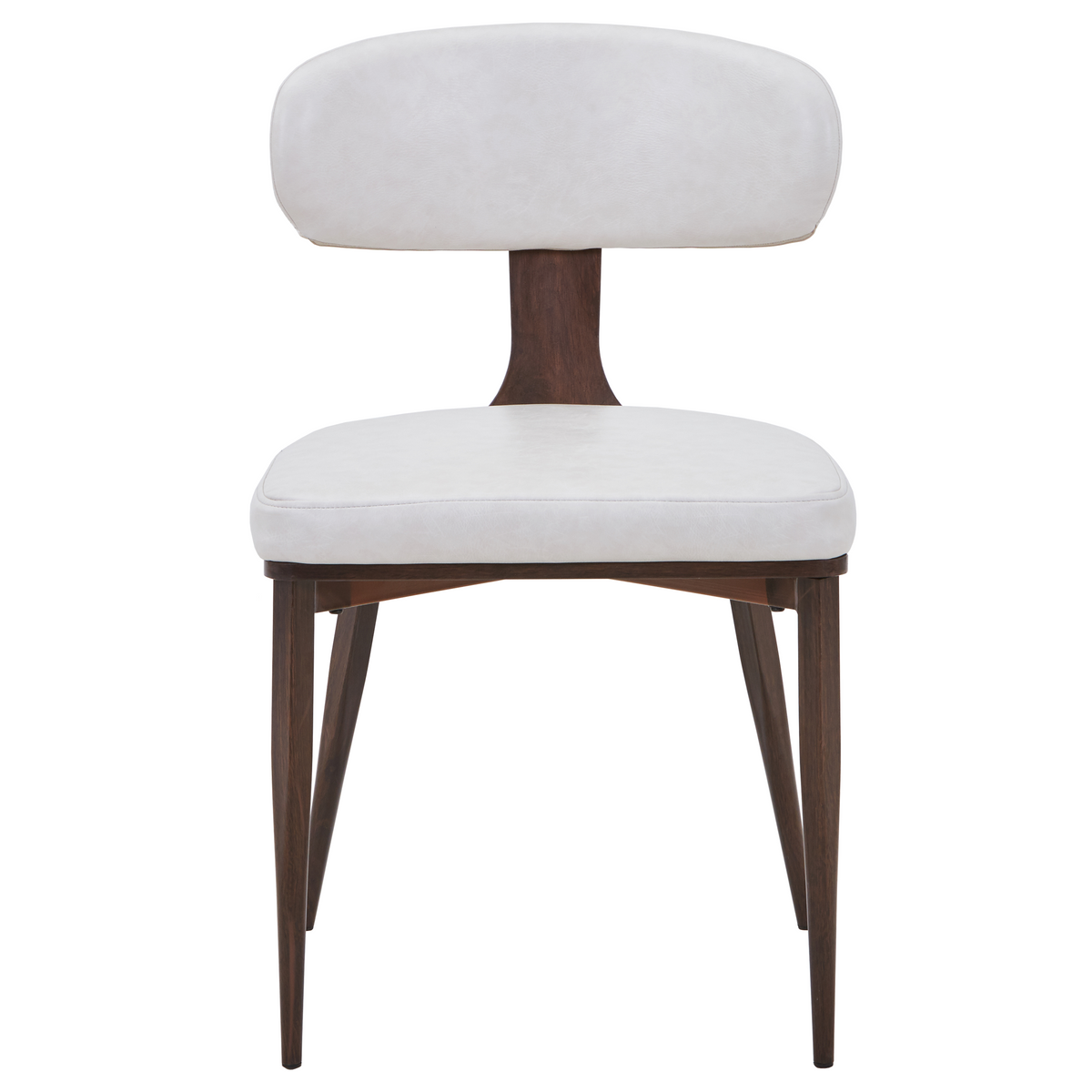 Dilenny Leather Dining Chair with Brown Finish Steel Legs