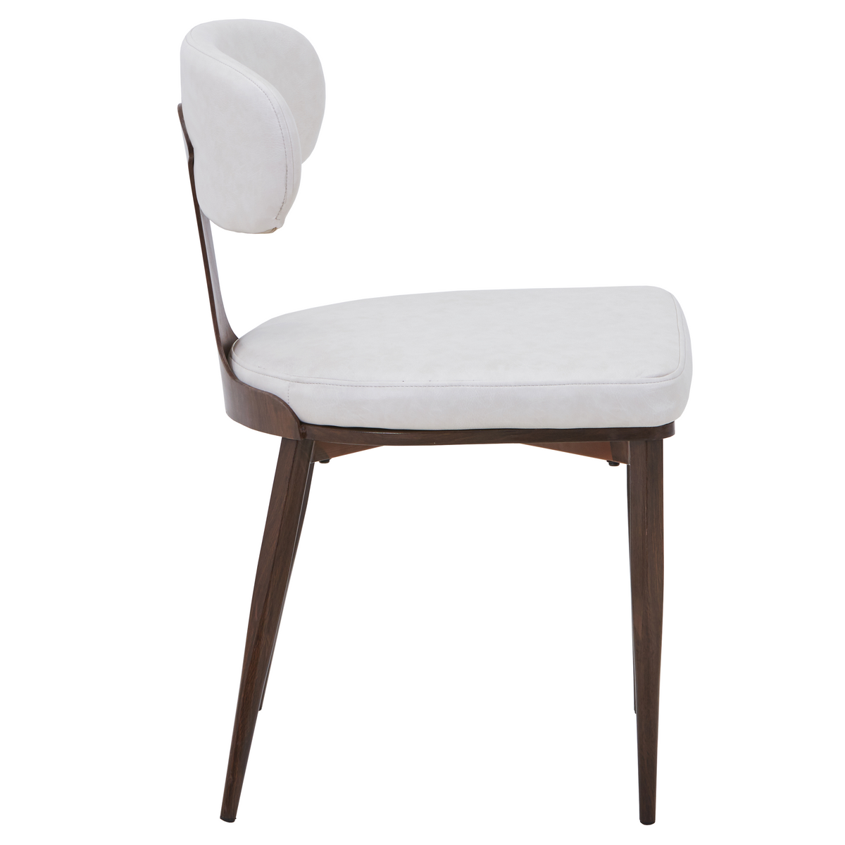 Dilenny Leather Dining Chair with Brown Finish Steel Legs