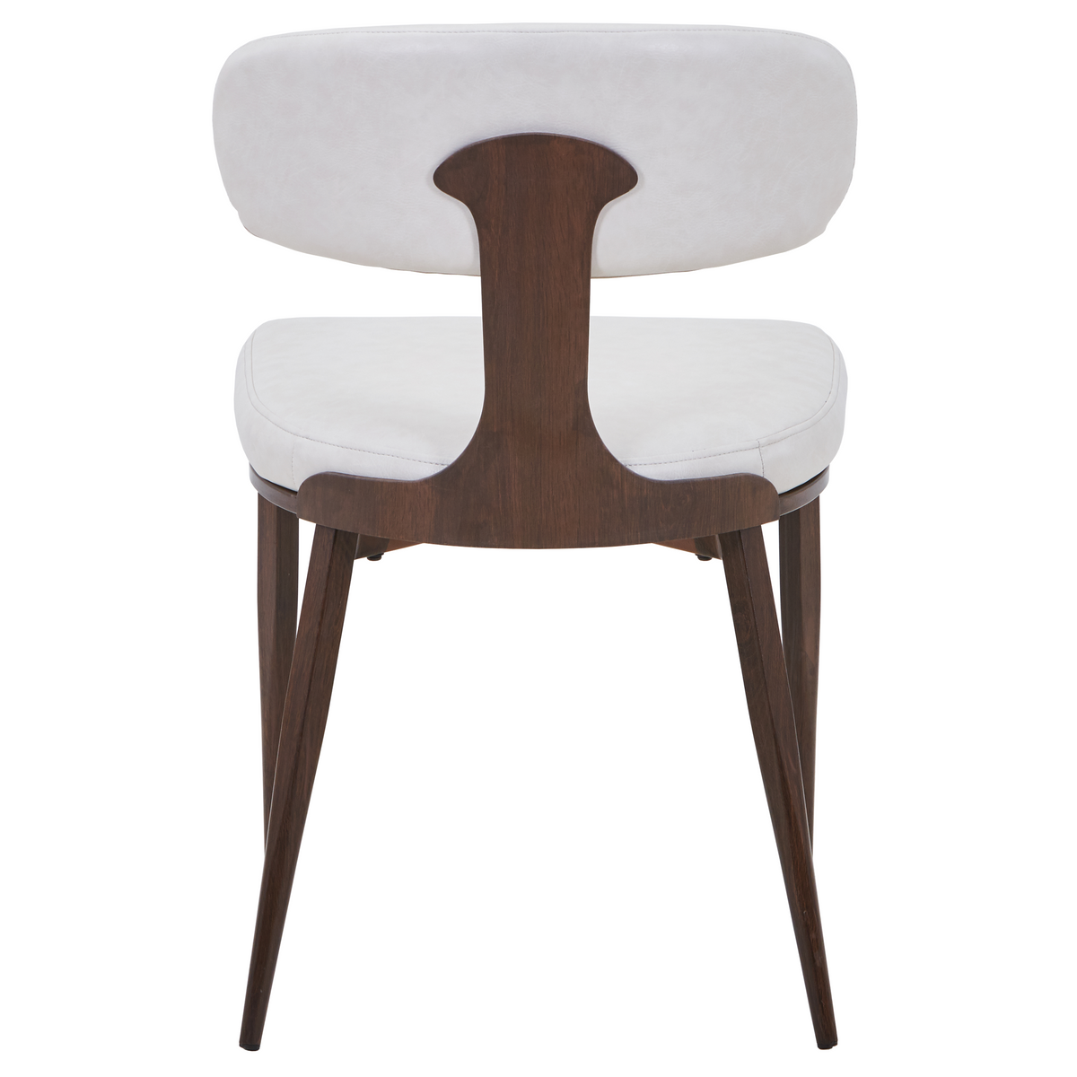 Dilenny Leather Dining Chair with Brown Finish Steel Legs